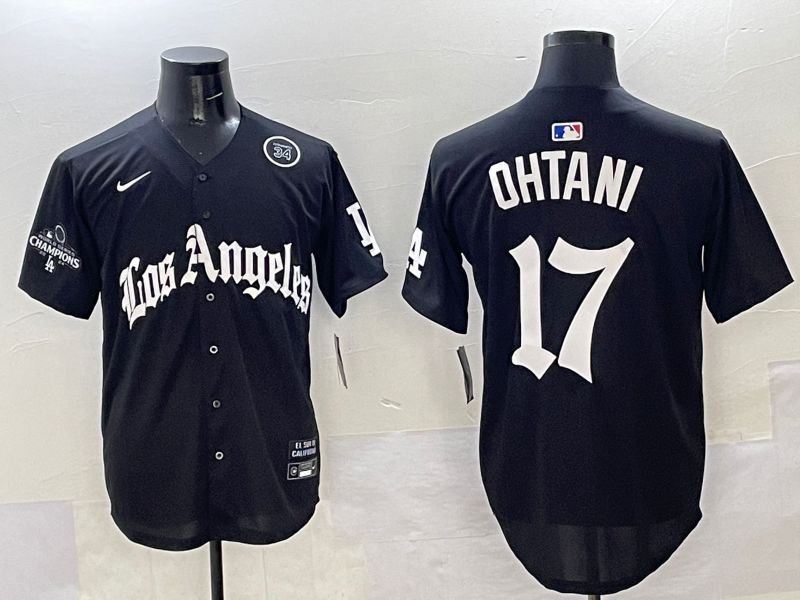 Men Los Angeles Dodgers #17 Ohtani Black Five generations Joint Name 2025 Nike MLB Jersey style 41